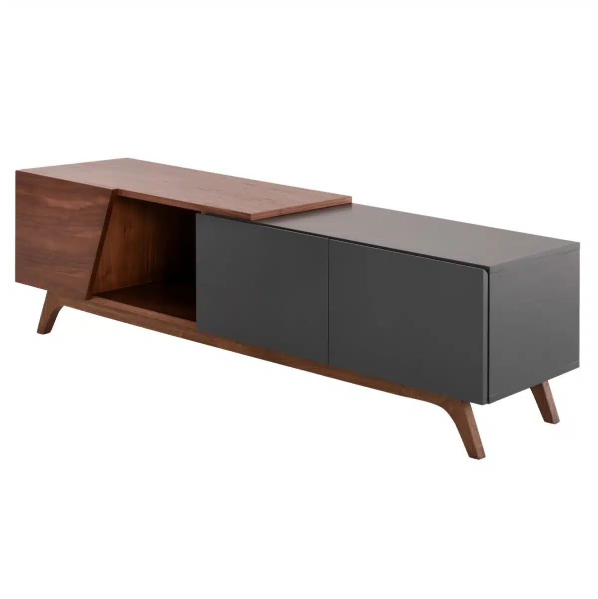 ΕΠΙΠΛΟ ΤΗΛΕΟΡΑΣΗΣ HUDSON HM9748 MDF ΚΑΠΛΑΜΑΣ ΚΑΡΥΔΙΑΣ ΚΑΡΥΔΙ&ΣΚΟΥΡΟ ΓΚΡΙ 180x40x50Υ - Image 6