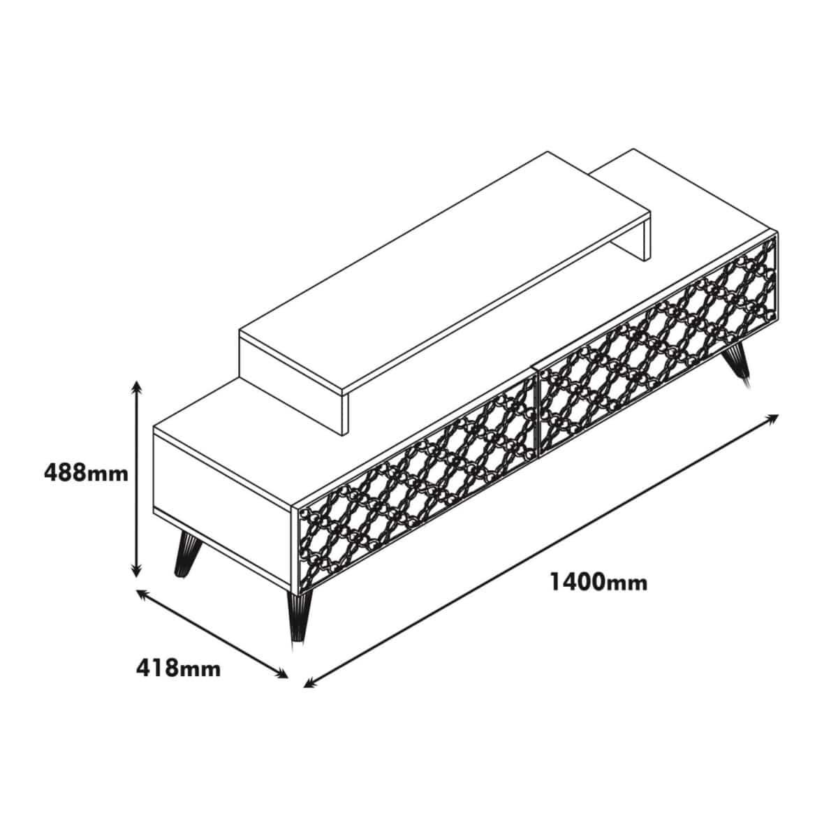 ΕΠΙΠΛΟ ΤΗΛΕΟΡΑΣΗΣ ΜΕΛΑΜΙΝΗΣ ΣΕ ΧΡΩΜΑ ΚΑΡΥΔΙ-ΓΑΛΑΖΙΟ HM9510.02 140x41.8x48.8Yεκ. - Image 2