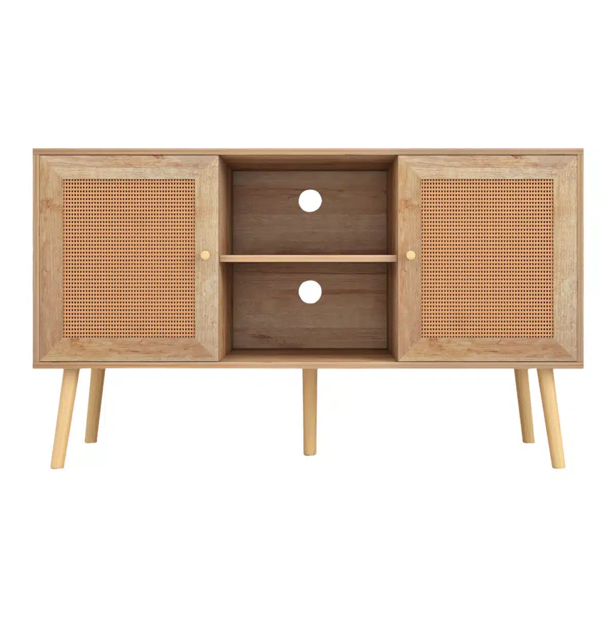 ΕΠΙΠΛΟ TV ΜΕΛΑΜΙΝΗΣ COLM ΜΕ ΠΟΡΤΕΣ RATTAN HM9223.11 ΣΕ ΧΡΩΜΑ ΦΥΣΙΚΟ 120x39x56,5Υεκ. - Image 3