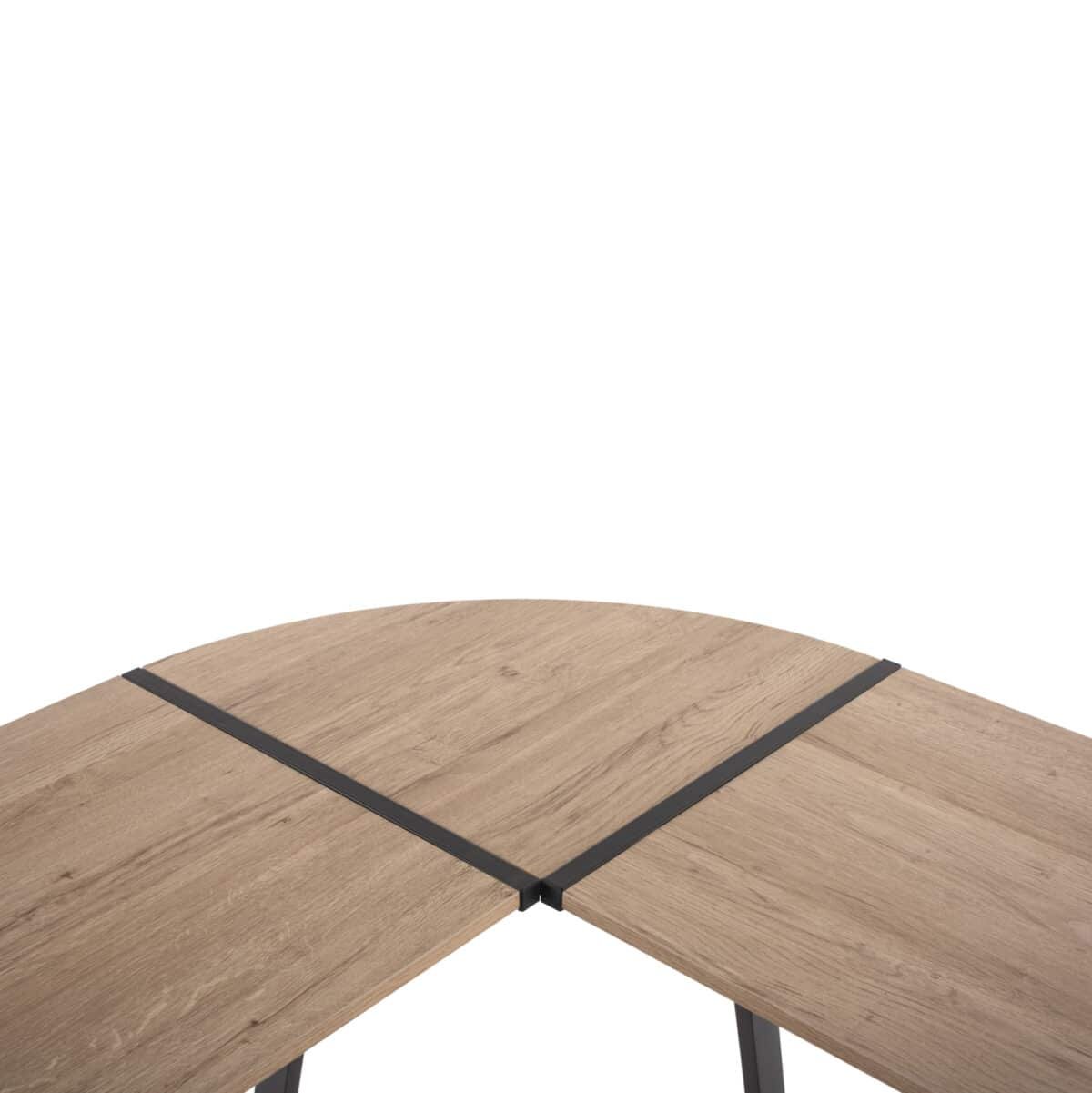 ΓΡΑΦΕΙΟ ΓΩΝΙΑΚΟ HM9319 ΜΕΤΑΛΛΙΚΟ ΣΚΟΥΡΟ ΓΚΡΙ ΜΕ MDF ΕΠΙΦΑΝΕΙΑ ΣΕ ΟΑΚ 147X112X74Υεκ. - Image 6