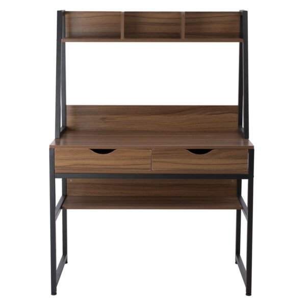 ΓΡΑΦΕΙΟ ΜΕ ΒΙΒΛΙΟΘΗΚΗ TANAYA HM2390.12 ΜΕΛΑΜΙΝΗ ΚΑΡΥΔΙ-ΜΑΥΡΟΣ ΜΕΤΑΛΛ.ΣΚΕΛΕΤΟΣ 100x48x139Y - Image 4