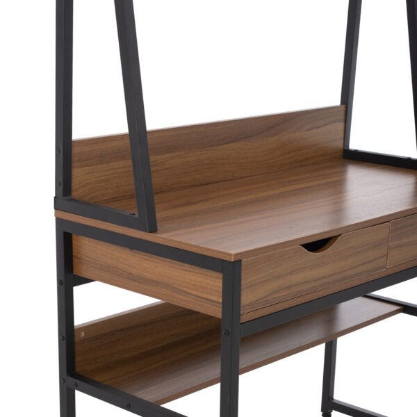 ΓΡΑΦΕΙΟ ΜΕ ΒΙΒΛΙΟΘΗΚΗ TANAYA HM2390.12 ΜΕΛΑΜΙΝΗ ΚΑΡΥΔΙ-ΜΑΥΡΟΣ ΜΕΤΑΛΛ.ΣΚΕΛΕΤΟΣ 100x48x139Y - Image 6