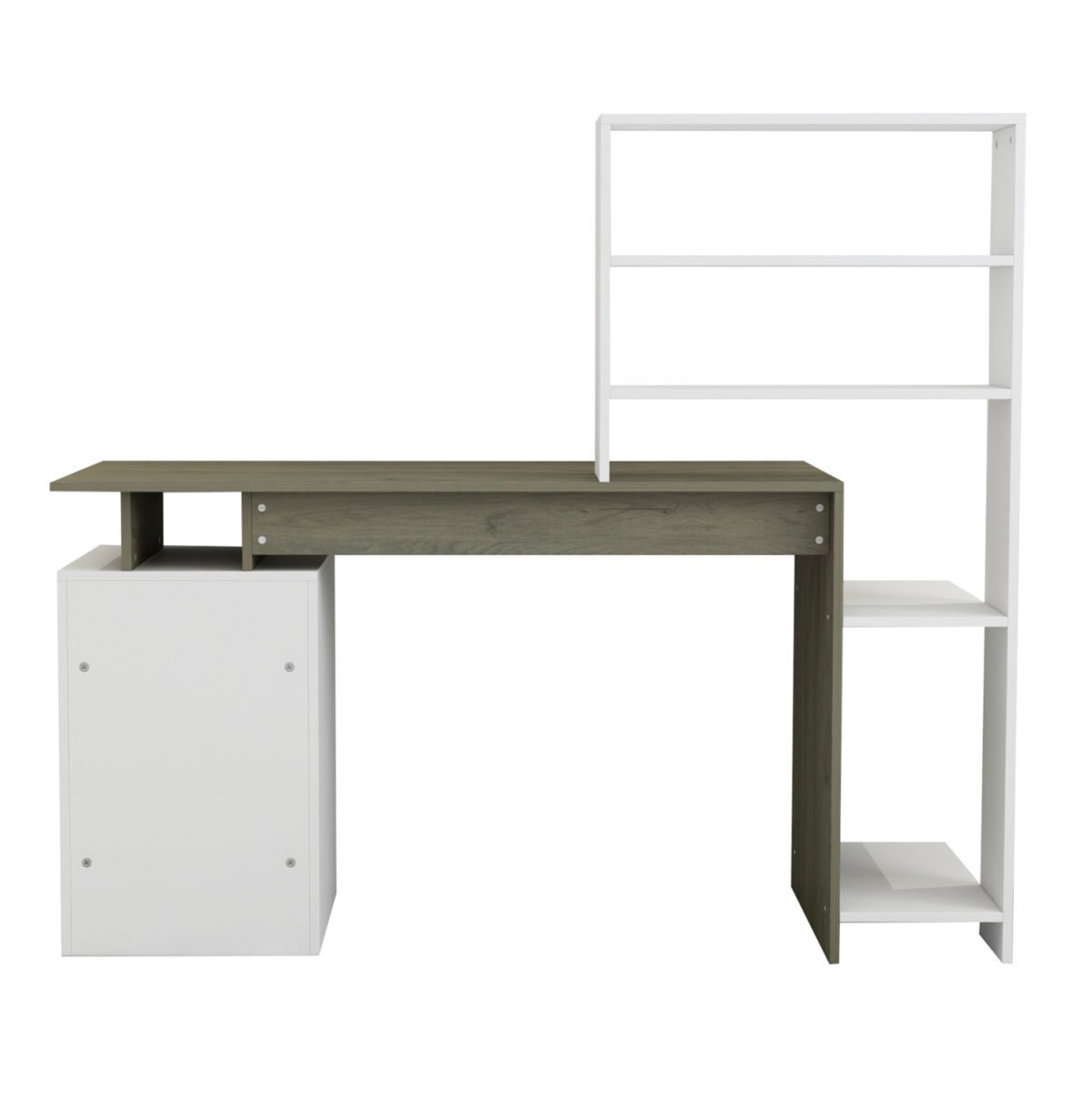 ΓΡΑΦΕΙΟ ΜΕ ΒΙΒΛΙΟΘΗΚΗ ROCHELL ΜΕΛΑΜΙΝΗ OLIVE GREY ΛΕΥΚΟ 146,3x55x128,8Υεκ.HM8886.11 - Image 5