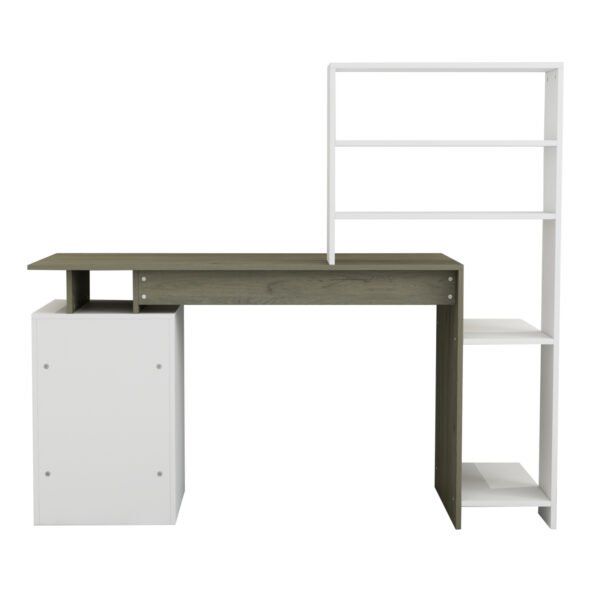 ΓΡΑΦΕΙΟ ΜΕ ΒΙΒΛΙΟΘΗΚΗ ROCHELL ΜΕΛΑΜΙΝΗ OLIVE GREY ΛΕΥΚΟ 146,3x55x128,8Υεκ.HM8886.11 - Image 5