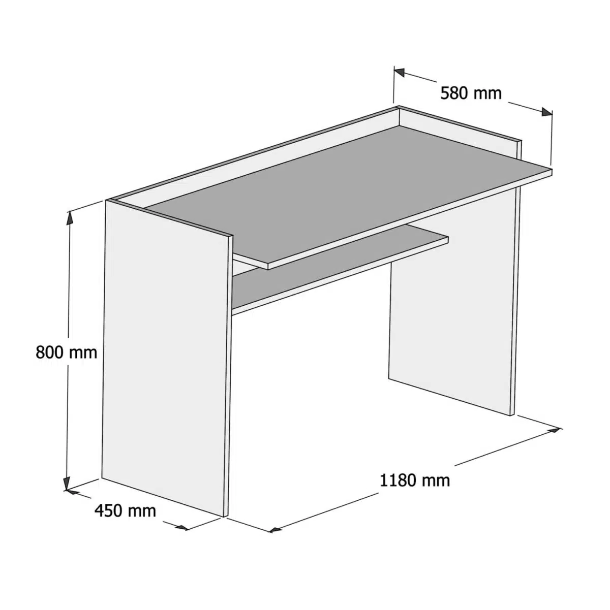 ΓΡΑΦΕΙΟ ΜΕΛΑΜΙΝΗΣ SONAMA ΛΕΥΚΟ 118x58x80Υεκ.HM9227.12 - Image 2