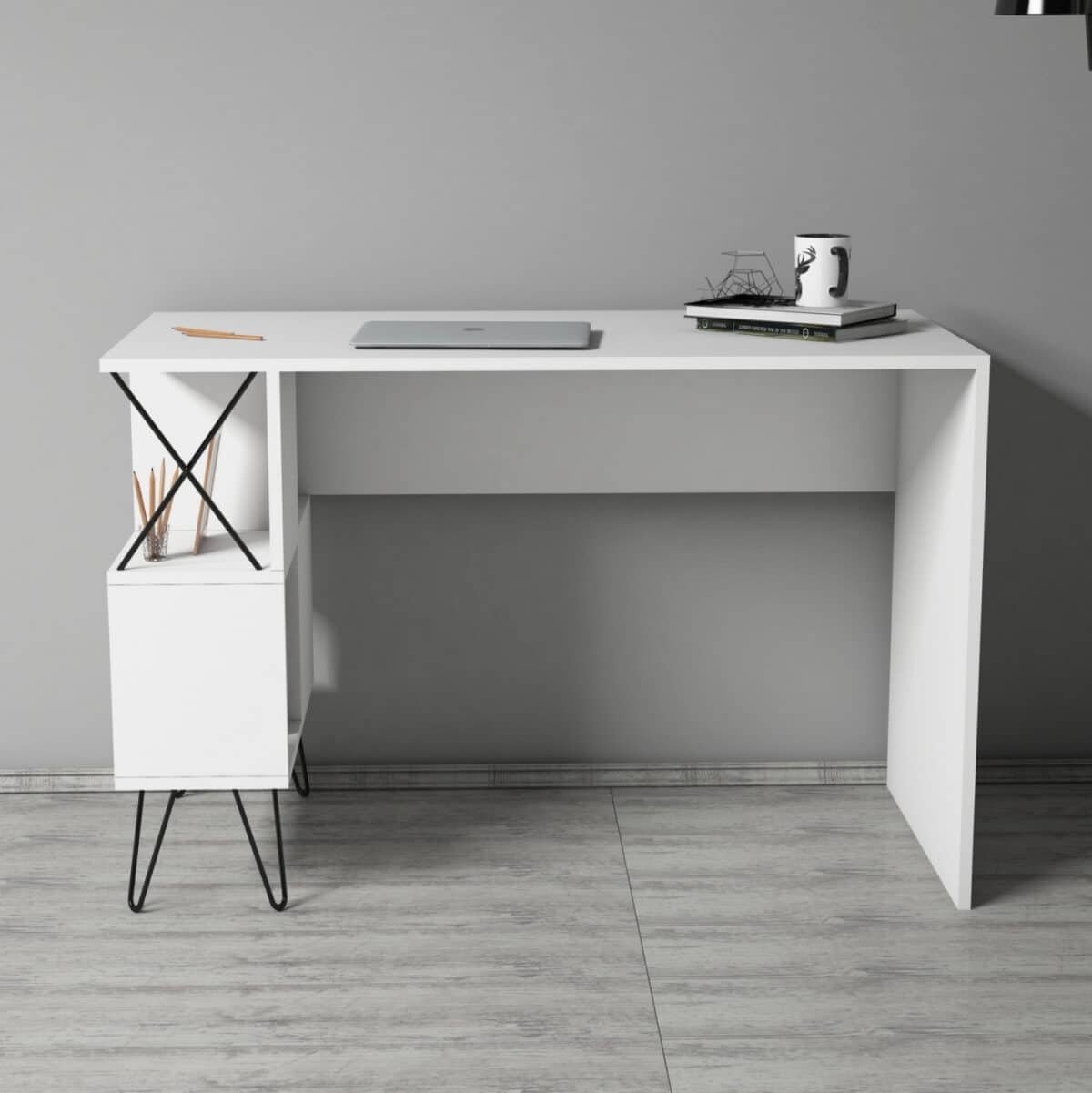 ΓΡΑΦΕΙΟ ΥΠΟΛΟΓΙΣΤΗ ΜΕΛΑΜΙΝΗΣ HM9509.03 ΛΕΥΚΟ ΜΕ ΡΑΦΙΑ 120x60x78.8Yεκ - Image 3