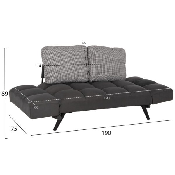 ΚΑΝΑΠΕΣ 3ΘΕΣΙΟΣ ΠΟΛΥΜΟΡΦΙΚΟΣ HM3169.01 ΓΚΡΙ ΜΕ ΜΑΞΙΛΑΡΙΑ 190Χ75Χ89Υ εκ. - Image 3