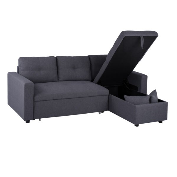 ΚΑΝΑΠΕΣ ΓΩΝΙΑ ΚΡΕΒΑΤΙ WAYNE 224x147x85Υεκ. HM3028.11 ΓΚΡΙ ΥΦΑΣΜΑ - Image 4