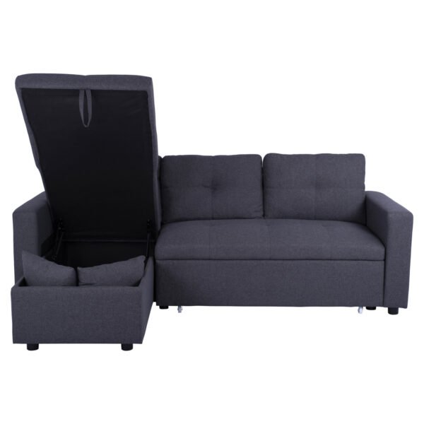 ΚΑΝΑΠΕΣ ΓΩΝΙΑ ΚΡΕΒΑΤΙ WAYNE 224x147x85Υεκ. HM3028.11 ΓΚΡΙ ΥΦΑΣΜΑ - Image 6