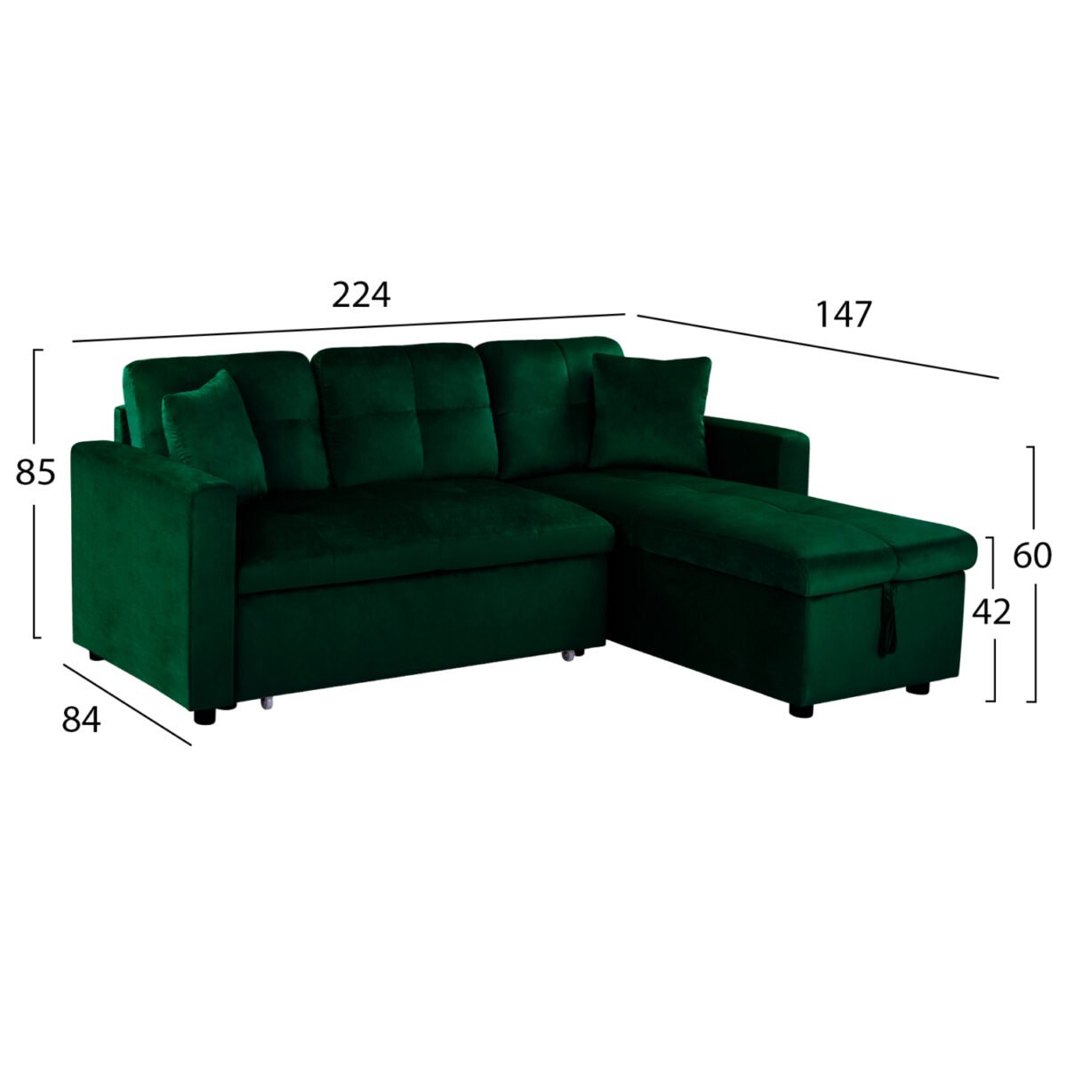 ΚΑΝΑΠΕΣ ΓΩΝΙΑ ΚΡΕΒΑΤΙ WAYNE 224x147x85Υεκ. HM3028.13 ΒΕΛΟΥΔΟ ΚΥΠΑΡΙΣΣΙ - Image 2