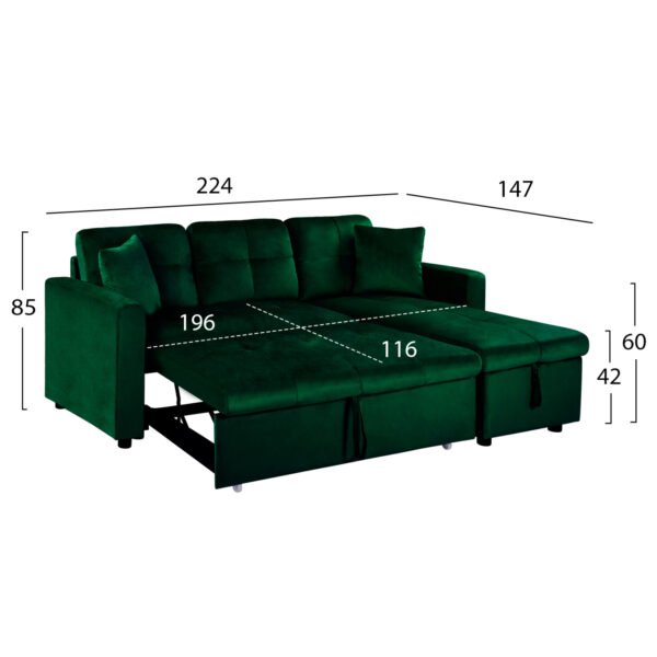 ΚΑΝΑΠΕΣ ΓΩΝΙΑ ΚΡΕΒΑΤΙ WAYNE 224x147x85Υεκ. HM3028.13 ΒΕΛΟΥΔΟ ΚΥΠΑΡΙΣΣΙ - Image 3