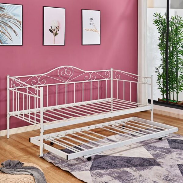 ΚΑΝΑΠΕΣ ΚΡΕΒΑΤΙ MAEKO 190Χ90 ΛΕΥΚΟΣ+ΕΠΕΚΤ/ΜΕΝΟ ΒΟΗΘΗΤΙΚΟ ΚΡΕΒΑΤΙ 85Χ185 HM571.02 - Image 3