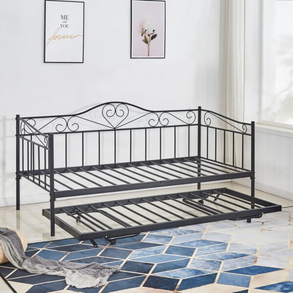 ΚΑΝΑΠΕΣ ΚΡΕΒΑΤΙ MAEKO 190Χ90 ΜΑΥΡΟΣ +ΕΠΕΚΤ/ΜΕΝΟ ΒΟΗΘΗΤΙΚΟ ΚΡΕΒΑΤΙ 85Χ185 HM571.01 - Image 4