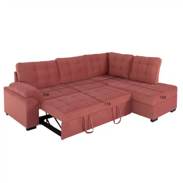 ΚΑΝΑΠΕΣ ΚΡΕΒΑΤΙ JADE HM3144.03R ΔΕΞΙΑ ΓΩΝΙΑ ΣΑΠΙΟ ΜΗΛΟ ΒΕΛΟΥΔΟ 250x80-180x73-88Υεκ. - Image 3