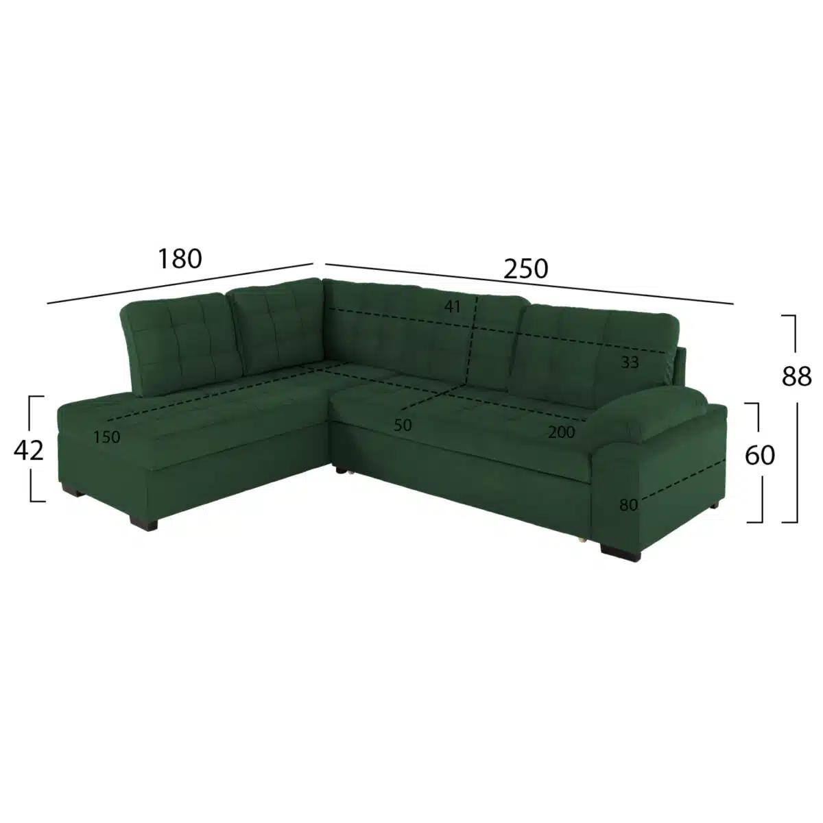 ΚΑΝΑΠΕΣ ΚΡΕΒΑΤΙ JADE HM3144.05L ΑΡΙΣΤΕΡΗ ΓΩΝΙΑ ΣΕ ΚΥΠΑΡΙΣΣΙ ΧΡΩΜΑ 250x180x88Υεκ. - Image 2