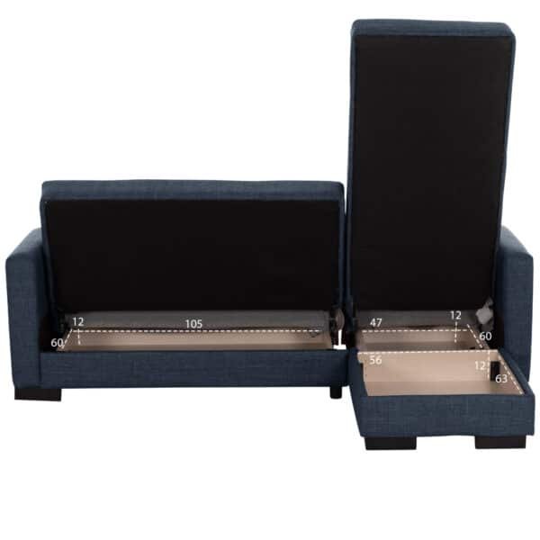 ΚΑΝΑΠΕΣ ΚΡΕΒΑΤΙ GHUFRAN ΓΩΝΙΑ ΑΝΑΣΤΡΕΨΙΜΗ ΜΠΛΕ HM3244.07 ΜΕ ΑΠΟΘΗΚΕΤΙΚΟ ΧΩΡΟ 202x140x78Yεκ. - Image 4