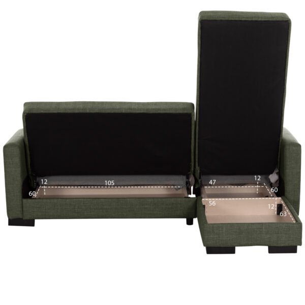 ΚΑΝΑΠΕΣ ΚΡΕΒΑΤΙ GHUFRAN ΓΩΝΙΑ ΑΝΑΣΤΡΕΨΙΜΗ DARK OLIVE ΜΕ ΑΠΟΘΗΚΕΤΙΚΟ ΧΩΡΟ HM3244.05 202x140x78Yεκ. - Image 4