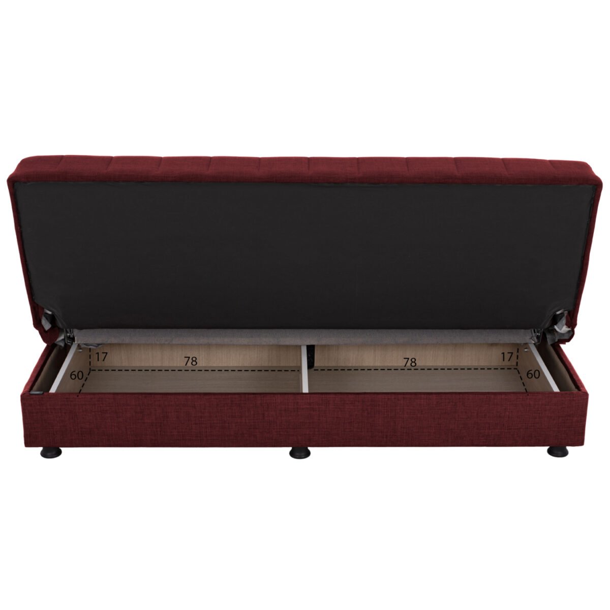 ΚΑΝΑΠΕΣ ΚΡΕΒΑΤΙ ANDRI ΤΡΙΘΕΣΙΟΣ ΚΟΚΚΙΝΟ HM3239.06 180x72x77 εκ. - Image 5