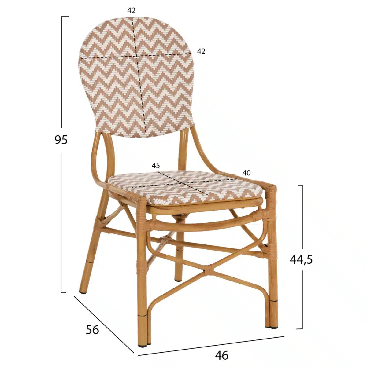 ΚΑΡΕΚΛΑ ΑΛΟΥΜΙΝΙΟΥ BAMBOO LOOK ΦΥΣΙΚΟ - ΛΕΥΚΟ HM5927.03 46x56x95Yεκ. - Image 2