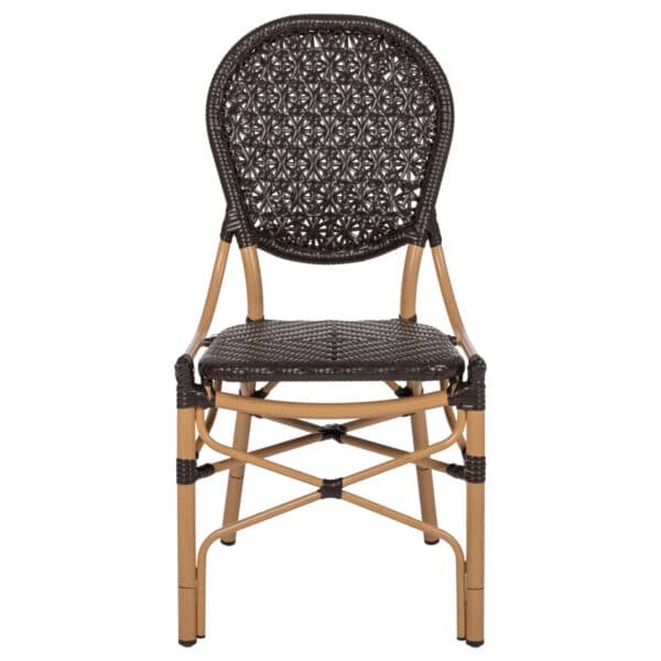 ΚΑΡΕΚΛΑ ΑΛΟΥΜΙΝΙΟΥ BAMBOO LOOK ΜΕ ΚΑΦΕ PE RATTAN HM5925.01 47x58x95Yεκ. - Image 3