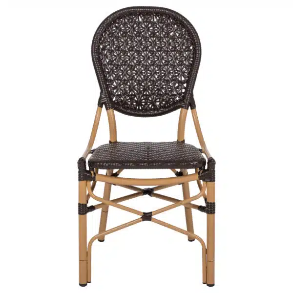 ΚΑΡΕΚΛΑ ΑΛΟΥΜΙΝΙΟΥ BAMBOO LOOK ΜΕ ΚΑΦΕ PE RATTAN HM5925.01 47x58x95Yεκ. - Image 3