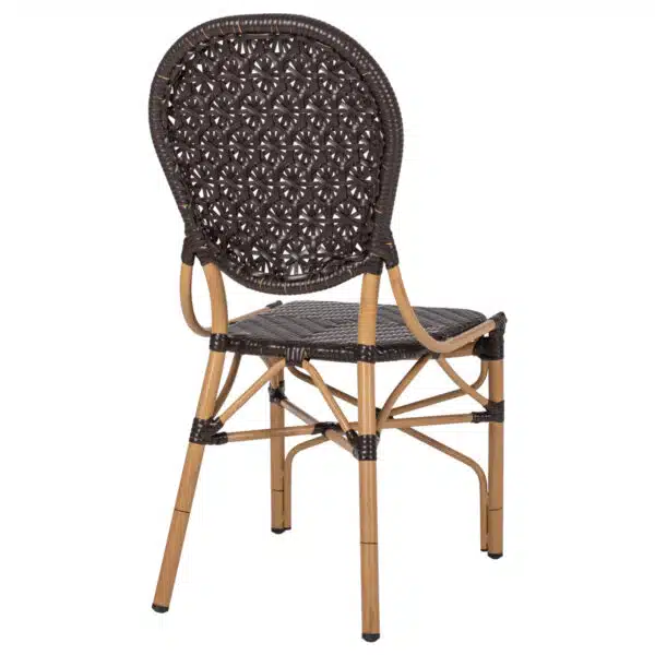 ΚΑΡΕΚΛΑ ΑΛΟΥΜΙΝΙΟΥ BAMBOO LOOK ΜΕ ΚΑΦΕ PE RATTAN HM5925.01 47x58x95Yεκ. - Image 5