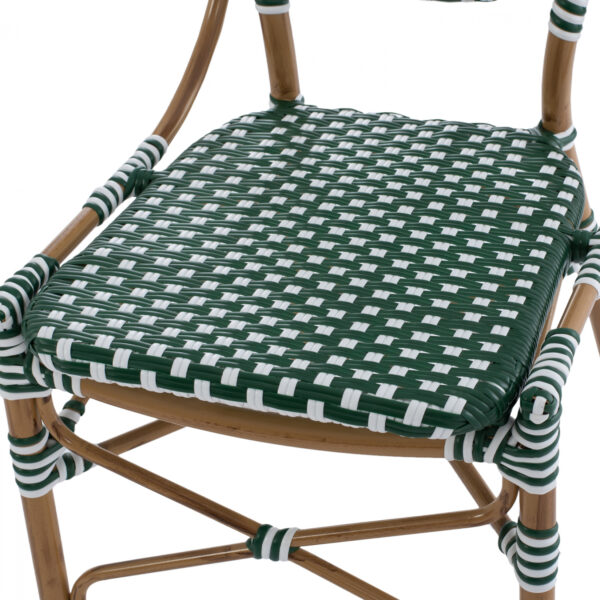 ΚΑΡΕΚΛΑ ΑΛΟΥΜΙΝΙΟΥ BAMBOO LOOK ΜΕ WICKER ΠΡΑΣΙΝΟ ΛΕΥΚΟ HM5792.01 47x55x98 εκ. - Image 9