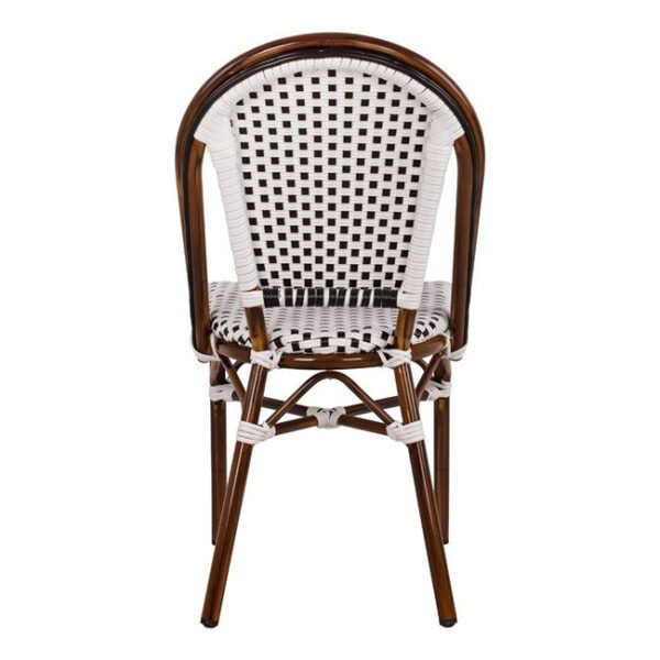 ΚΑΡΕΚΛΑ BISTRO ΑΛΟΥΜΙΝΙΟΥ BAMBOO LOOK ΜΕ ΛΕΥΚΟ-ΜΑΥΡΟ RATTAN HM5566.01 45x54x90Υεκ. - Image 6