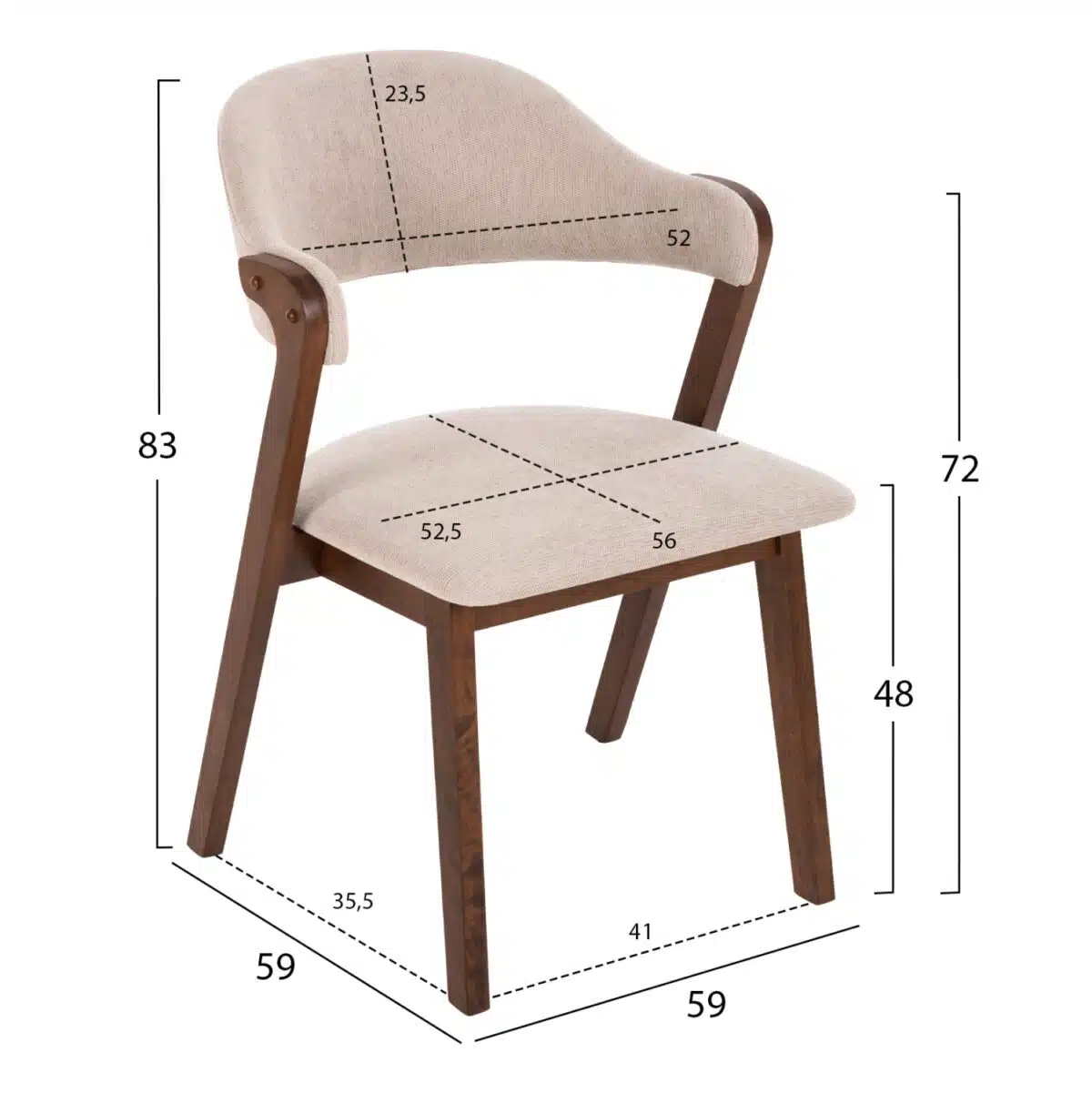 ΚΑΡΕΚΛΑ RIDER HM9734.02 RUBBERWOOD ΣΕ ΚΑΡΥΔΙ-ΥΦΑΣΜΑ ΕΚΡΟΥ 59x59x83Yεκ. - Image 2