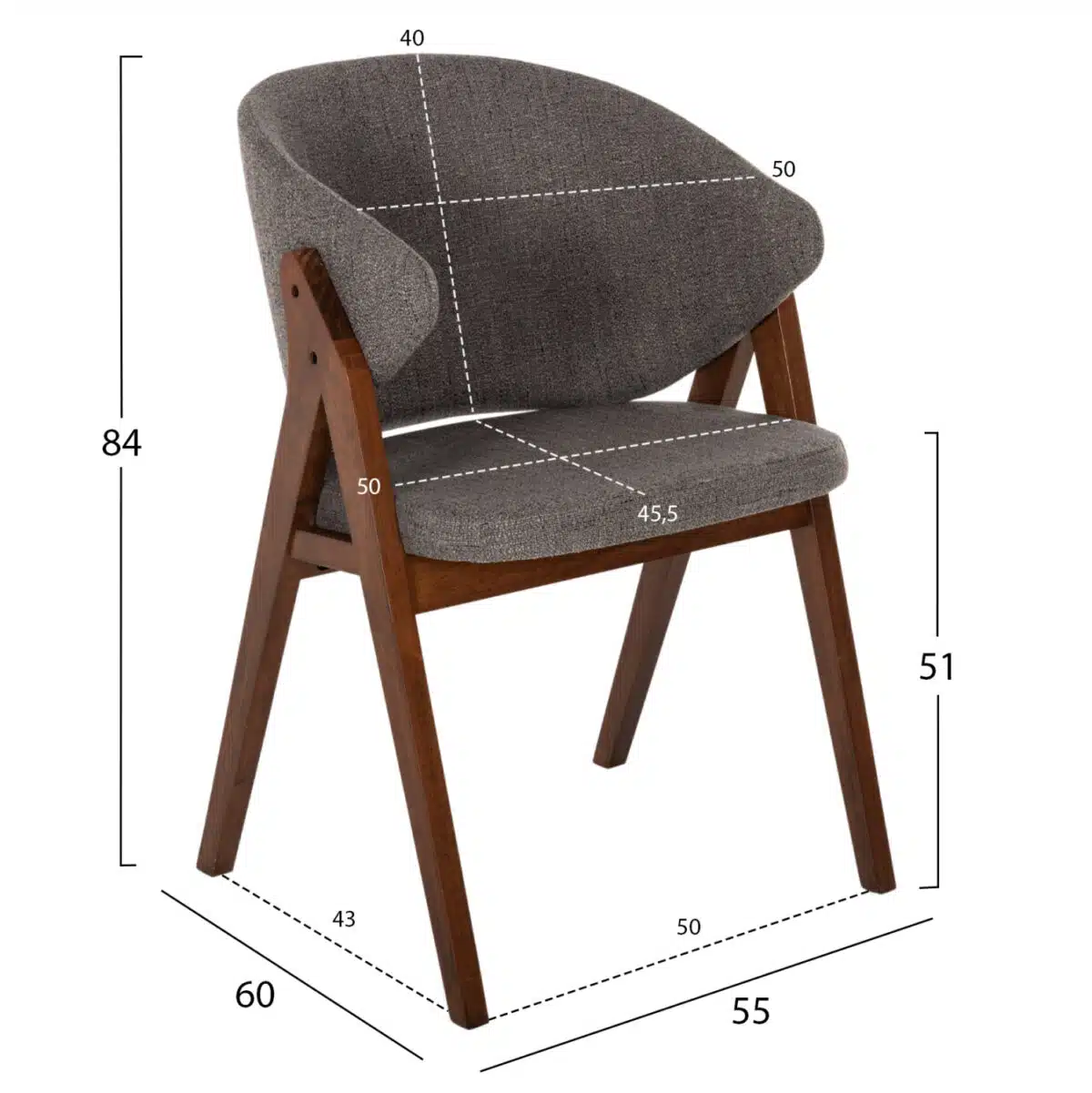 ΚΑΡΕΚΛΑ HANA HM9746.02 RUBBERWOOD ΣΕ ΚΑΡΥΔΙ ΧΡΩΜΑ-ΓΚΡΙ ΥΦΑΣΜΑ 55x60x84Yεκ. - Image 2