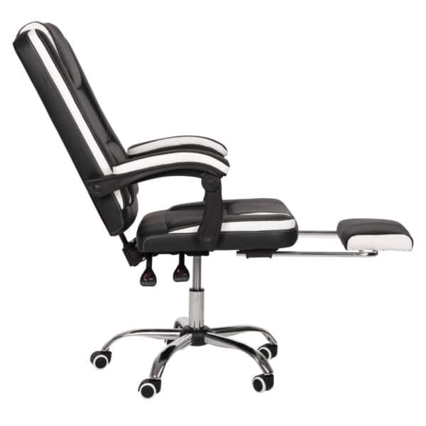 ΚΑΡΕΚΛΑ ΓΡΑΦΕΙΟΥ SEENA HM1190.02 ΜΑΥΡΟ-ΛΕΥΚΟ PU-ΠΤΥΣΣΟΜΕΝΟ ΥΠΟΠΟΔΙΟ 62x65x115Yεκ. - Image 5