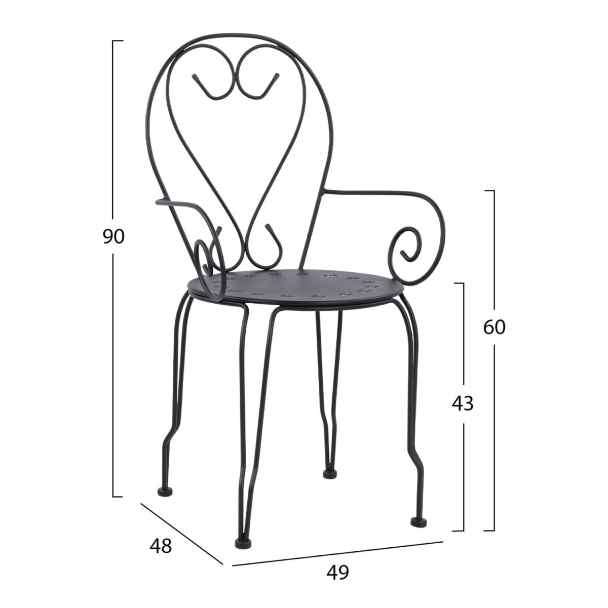 ΚΑΡΕΚΛΑ ΠΟΛΥΘΡΟΝΑ ΜΕΤΑΛΛΙΚΗ AMORE ΜΑΥΡΗ HM5008.11 49x48x90 εκ. - Image 2
