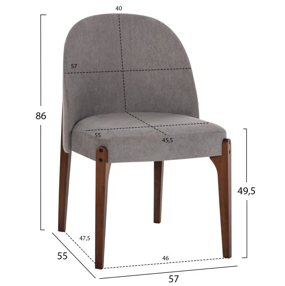 ΚΑΡΕΚΛΑ ΤΡΑΠΕΖΑΡΙΑΣ RAMMER HM9744.01 RUBBERWOOD ΣΕ ΚΑΡΥΔΙ-ΓΚΡΙ ΥΦΑΣΜΑ 57x55x86Υεκ. - Image 2