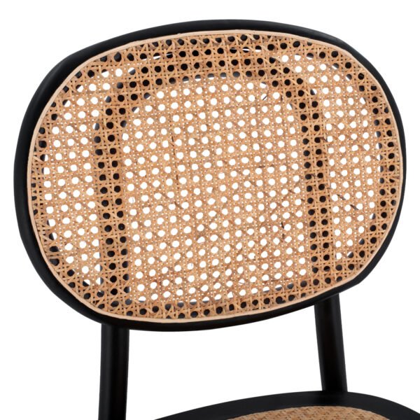 ΚΑΡΕΚΛΑ ΞΥΛΙΝΗ PENNY ΜΕ ΠΛΕΞΗ RATTAN ΣΕ ΜΑΥΡΗ ΑΠΟΧΡΩΣΗ HM8747 44x51x87 εκ. - Image 8