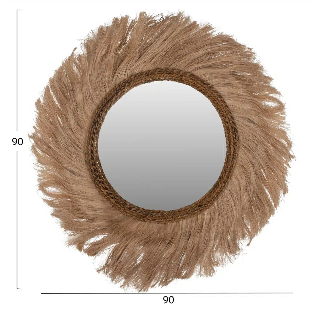 ΚΑΘΡΕΠΤΗΣ ΣΤΡΟΓΓΥΛΟΣ ΜΕ ΠΛΑΙΣΙΟ ΙΝΕΣ ΑΜΠΑΚΑ ΣΕ ΧΡΩΜΑ ΦΥΣΙΚΟ 90x4x90Υεκ.HM7729 - Image 2