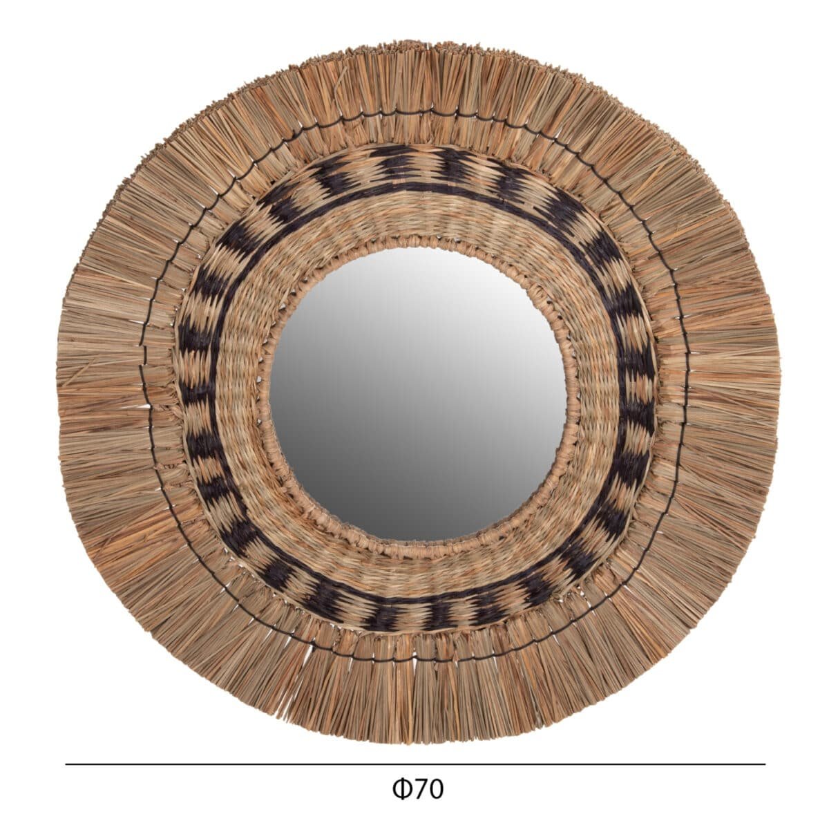 ΚΑΘΡΕΠΤΗΣ ΤΟΙΧΟΥ HM7834 ΜΕ ΠΛΕΚΤΟ ΠΛΑΙΣΙΟ MENDONG GRASS Φ70εκ ΣΕ ΜΑΥΡΟ & ΦΥΣΙΚΟ - Image 2