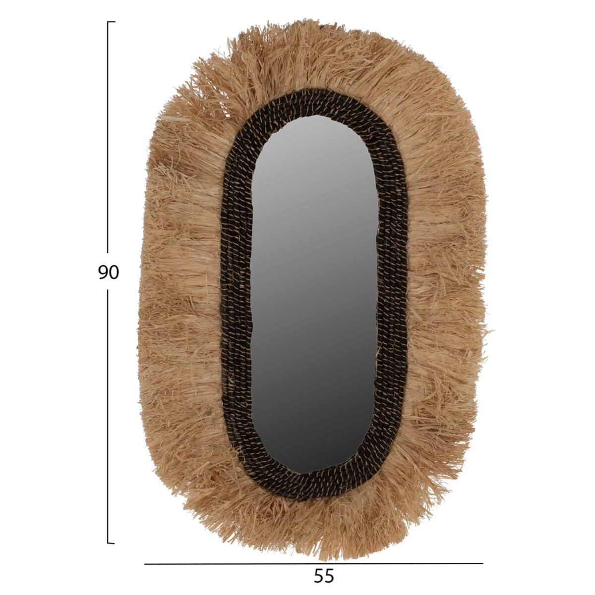 ΚΑΘΡΕΠΤΗΣ ΤΟΙΧΟΥ ΟΒΑΛ ΑΠΟ ΙΝΕΣ ΣΙΖΑΛ ΣΕ ΧΡΩΜΑ ΦΥΣΙΚΟ ΜΑΥΡΟ 55x4x90Yεκ.HM7745 - Image 2