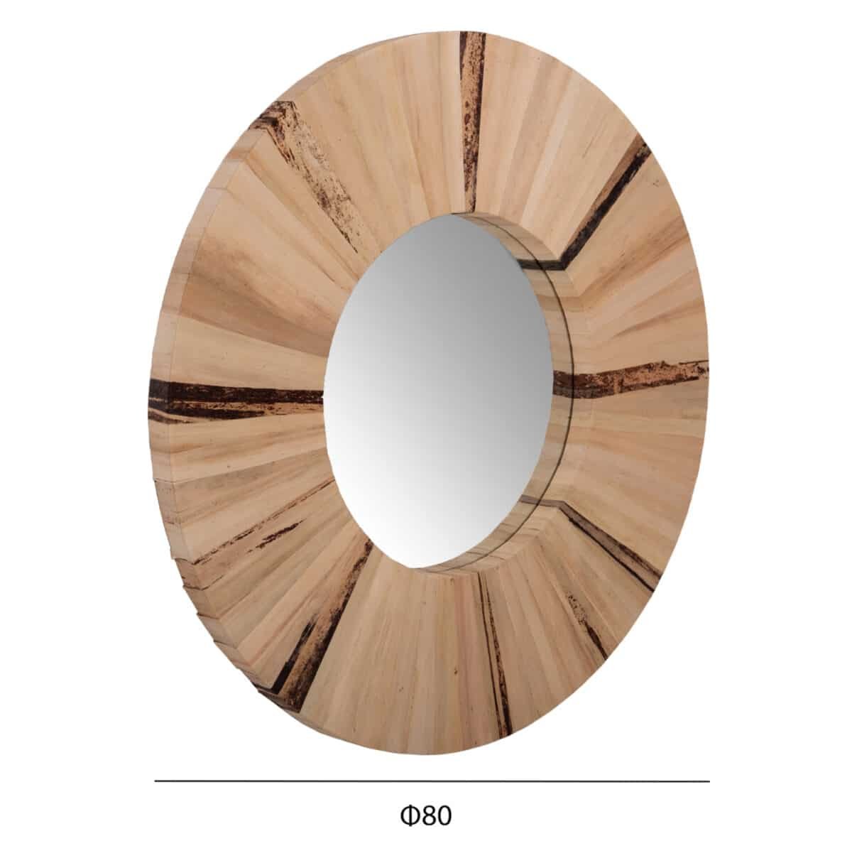 ΚΑΘΡΕΠΤΗΣ ΤΟΙΧΟΥ ΣΤΡΟΓΓΥΛΟΣ HM7838 ΠΛΑΙΣΙΟ ΙΝΕΣ ΦΟΙΝΙΚΑ ΦΥΣΙΚΟ ΧΡΩΜΑ Φ80x4εκ. - Image 2