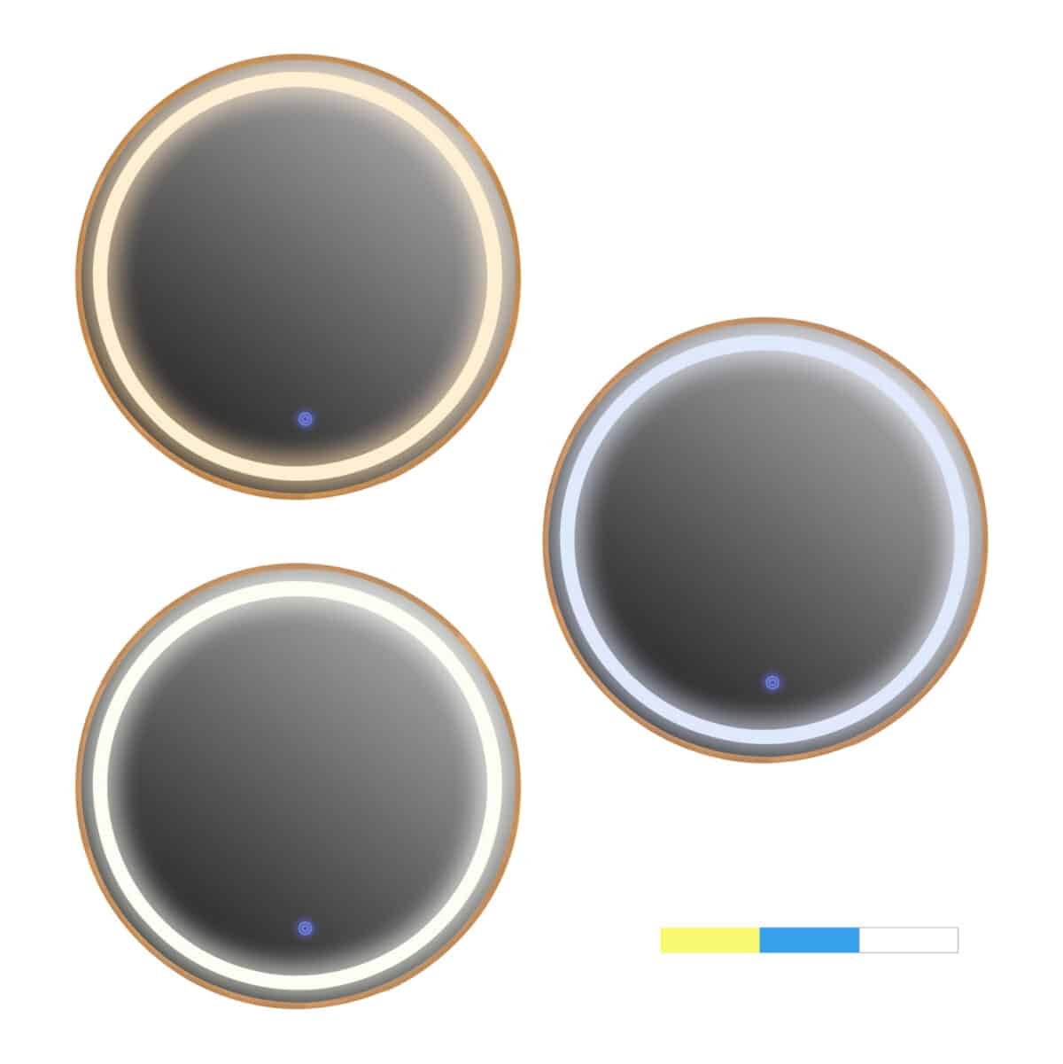 ΚΑΘΡΕΠΤΗΣ ΤΟΙΧΟΥ ΣΤΡΟΓΓΥΛΟΣ HM9580.30 ΑΛΟΥΜΙΝΙΟ ΣΕ ΧΡΥΣΟ-ΦΩΤΙΣΜΟΣ LED Φ60x3εκ. - Image 3