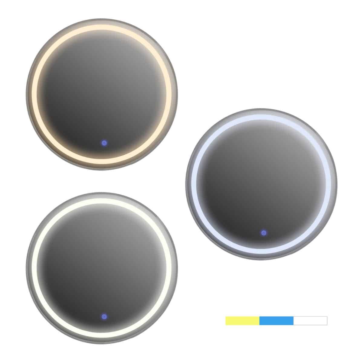 ΚΑΘΡΕΠΤΗΣ ΤΟΙΧΟΥ ΣΤΡΟΓΓΥΛΟΣ HM9580.40 ΑΛΟΥΜΙΝΙΟ ΣΕ ΓΚΡΙ-ΦΩΤΙΣΜΟΣ LED Φ60x3εκ. - Image 3