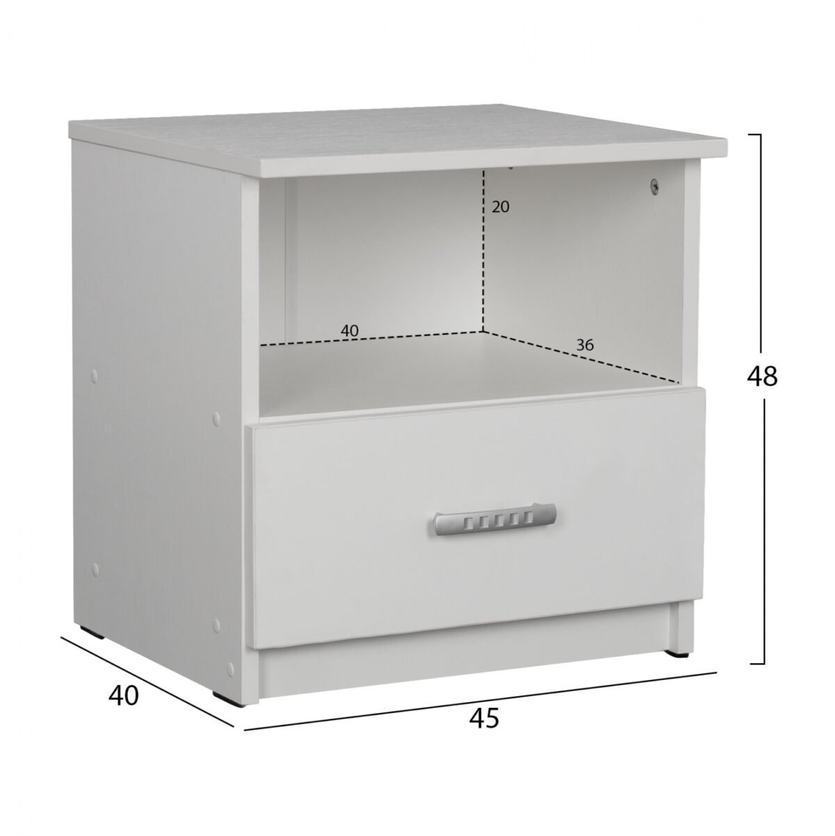 ΚΟΜΟΔΙΝΟ ADLER ΜΕΛΑΜΙΝΗΣ ΛΕΥΚΟ HM2431.03 45x40x48 εκ. - Image 2