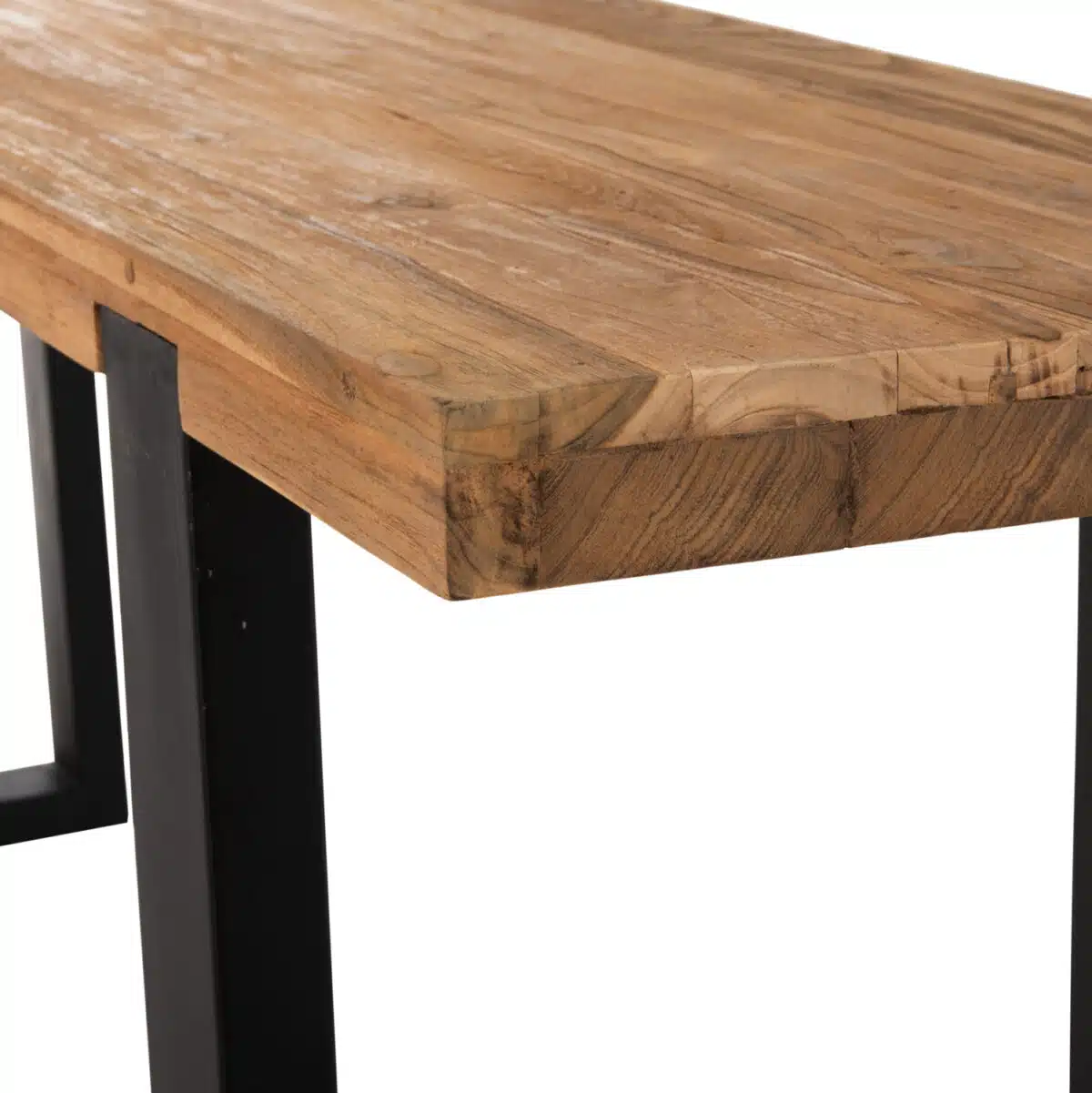 ΚΟΝΣΟΛΑ SHIRE HM9800 ΑΝΑΚΥΚΛΩΜΕΝΟ ΞΥΛΟ TEAK-ΜΑΥΡΕΣ ΜΕΤΑΛΛΙΚΕΣ ΒΑΣΕΙΣ 240x50x90Yεκ - Image 4