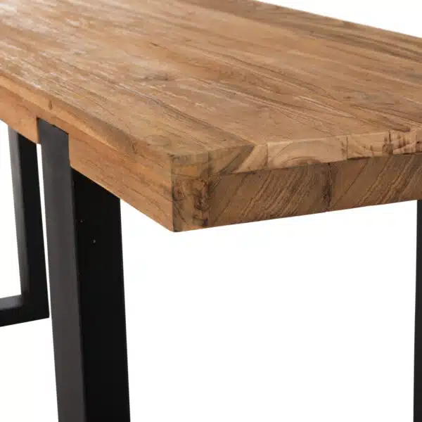 ΚΟΝΣΟΛΑ SHIRE HM9800 ΑΝΑΚΥΚΛΩΜΕΝΟ ΞΥΛΟ TEAK-ΜΑΥΡΕΣ ΜΕΤΑΛΛΙΚΕΣ ΒΑΣΕΙΣ 240x50x90Yεκ - Image 4