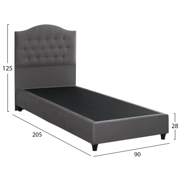 ΚΡΕΒΑΤΙ MALENA ΑΠΟ ΓΚΡΙ ΒΕΛΟΥΔΟ HM651.10 ΓΙΑ ΣΤΡΩΜΑ 90x200 εκ. - Image 3