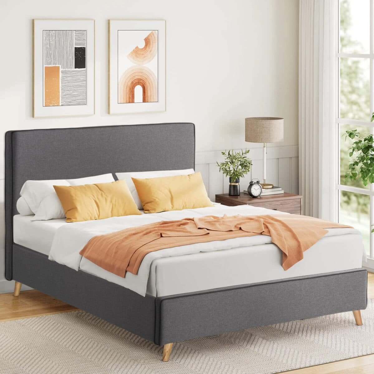 ΚΡΕΒΑΤΙ MAYLIN ΑΠΟ ΓΚΡΙ ΥΦΑΣΜΑ & ΣΚ. ΓΚΡΙ ΡΕΛΙ HM598.10 ΓΙΑ ΣΤΡΩΜΑ 120x200 EK. - Image 2