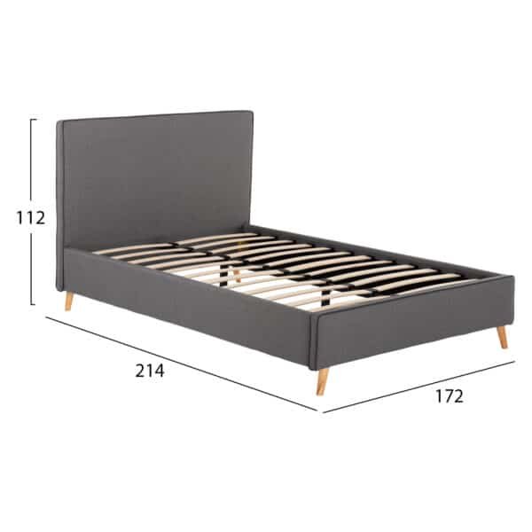 ΚΡΕΒΑΤΙ INDRA ΑΠΟ ΓΚΡΙ ΥΦΑΣΜΑ & ΣΚ. ΓΚΡΙ ΡΕΛΙ HM662.01 ΓΙΑ ΣΤΡΩΜΑ 160x200 EK. - Image 3