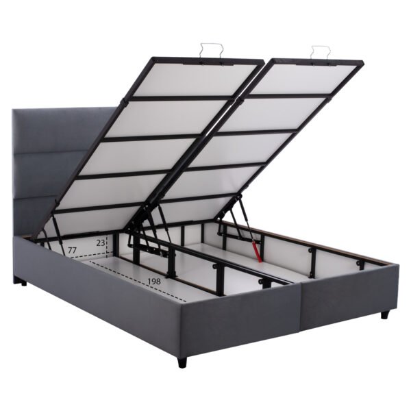 ΚΡΕΒΑΤΙ MILO ΜΕ ΑΠΟΘΗΚΕΥΤΙΚΟ ΑΠΟ ΓΚΡΙ ΒΕΛΟΥΔΟ HM622.10 ΓΙΑ ΣΤΡΩΜΑ 160x200 εκ. - Image 4