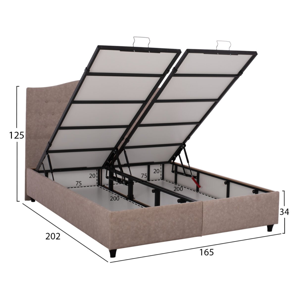 ΚΡΕΒΑΤΙ MALENA ΜΕ ΑΠΟΘΗΚΕΥΤΙΚΟ ΜΠΕΖ ΥΦΑΣΜΑ Τ. NUBUK HM624.22 ΓΙΑ ΣΤΡΩΜΑ 160x200 εκ. - Image 3