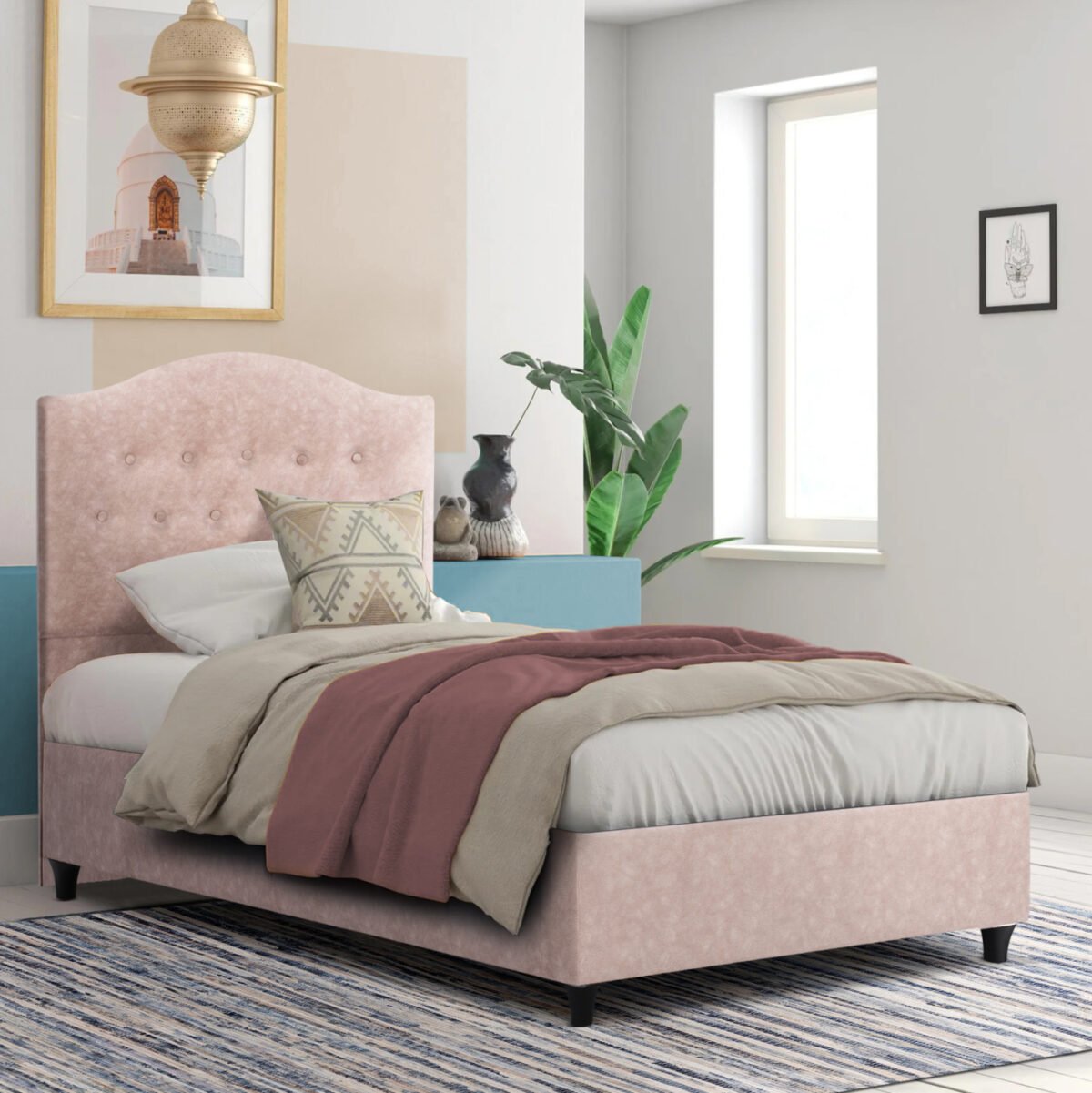 ΚΡΕΒΑΤΙ MALENA ΜΠΕΖ HM651.22 ΓΙΑ ΣΤΡΩΜΑ 90x200 εκ. - Image 2