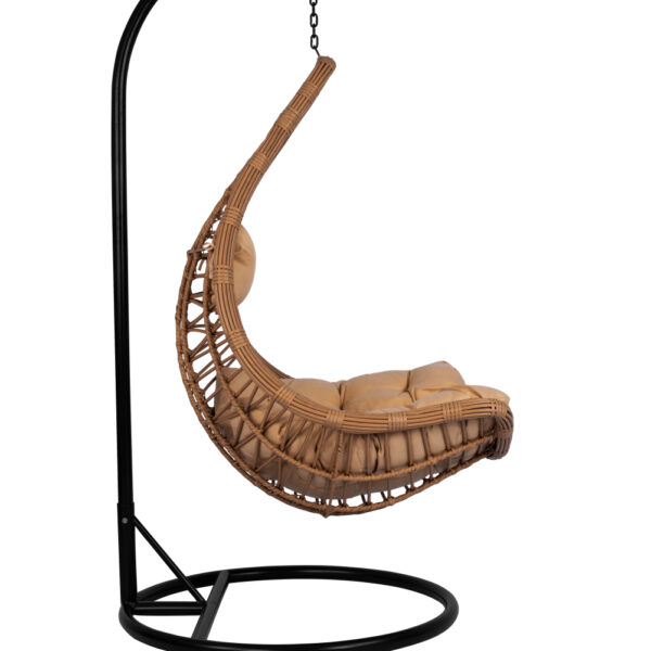 ΚΡΕΜΑΣΤΗ ΦΩΛΙΑ LUCIA HM5676.01 ΜΕ WICKER&ΜΑΞΙΛΑΡΙΑ ΜΠΕΖ-ΜΑΥΡΟ ΜΕΤΑΛΛΟ Φ95Χ195Υεκ. - Image 4